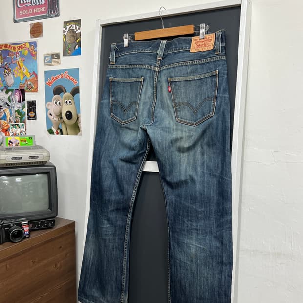 Levis 리바이스 523 스트레이트 워싱 데님 팬츠