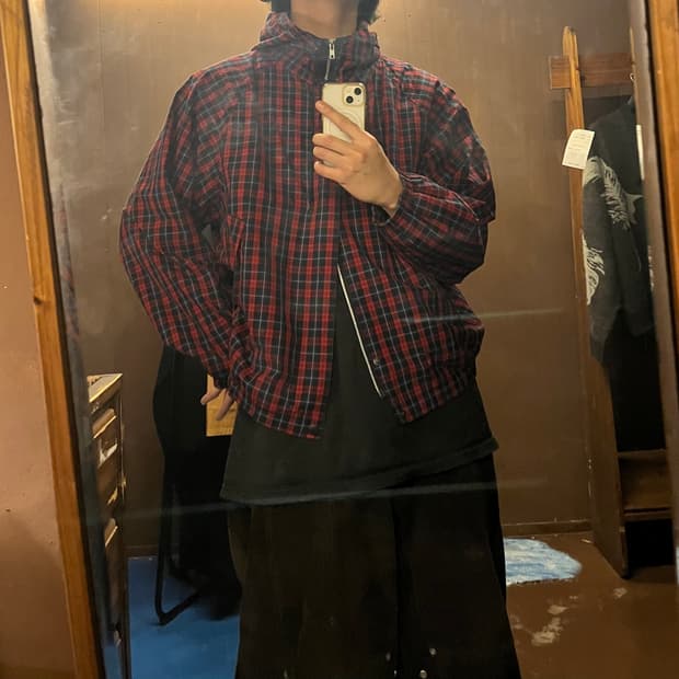 Buffalo check high-neck 2way jacket