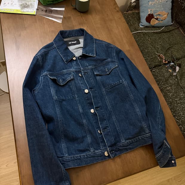 L) 라프시몬스 로고패치 데님자켓