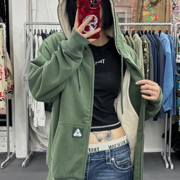 팔라스 패치 로고 써멀 후드집업