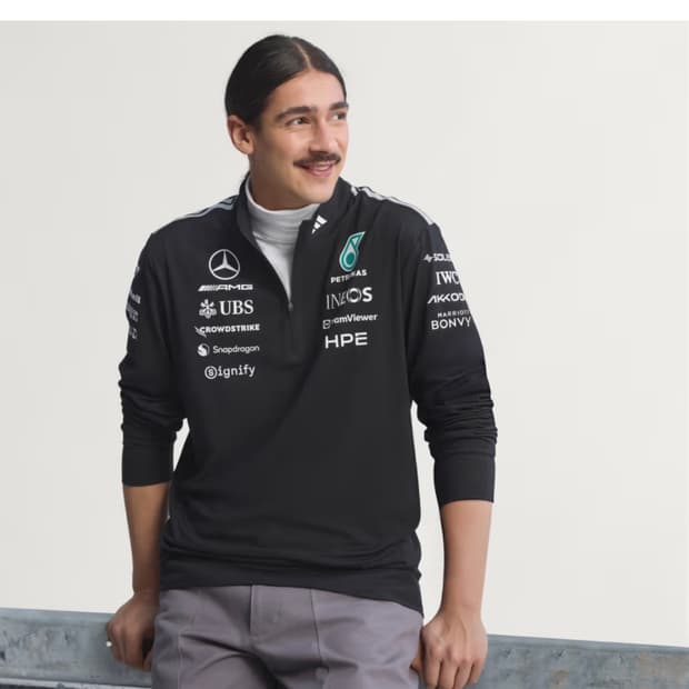 아디다스 메르세데스 AMG F1 쿼터집 블랙 스웨트셔츠 XL