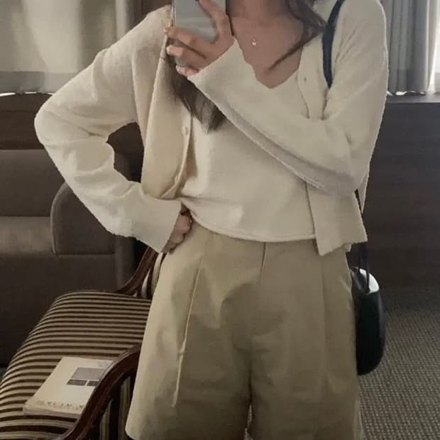 베르가못 가디건,나시 세트