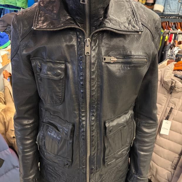 인카x 더블 레이어드 버팔로 하이넥 레더자켓