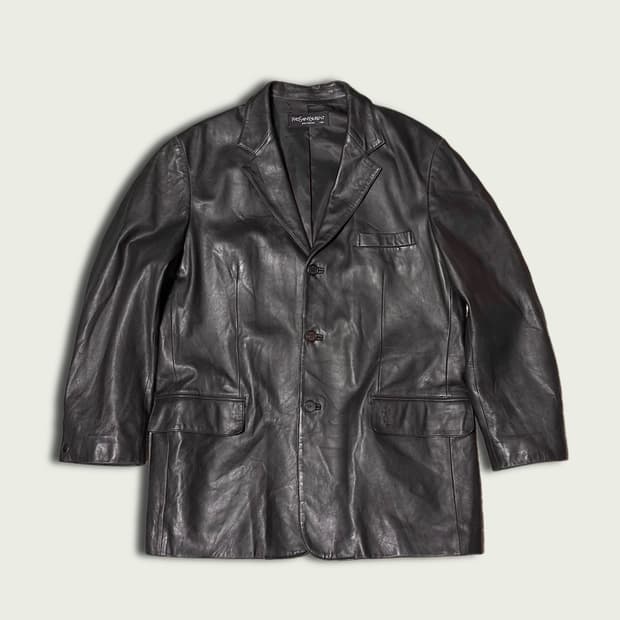 90's 입생로랑 레더 스포츠 자켓