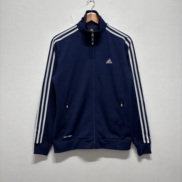 아디다스 블루/화이트 삼선 트랙탑