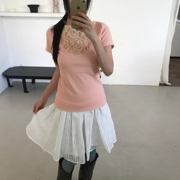 vintage peach lace top