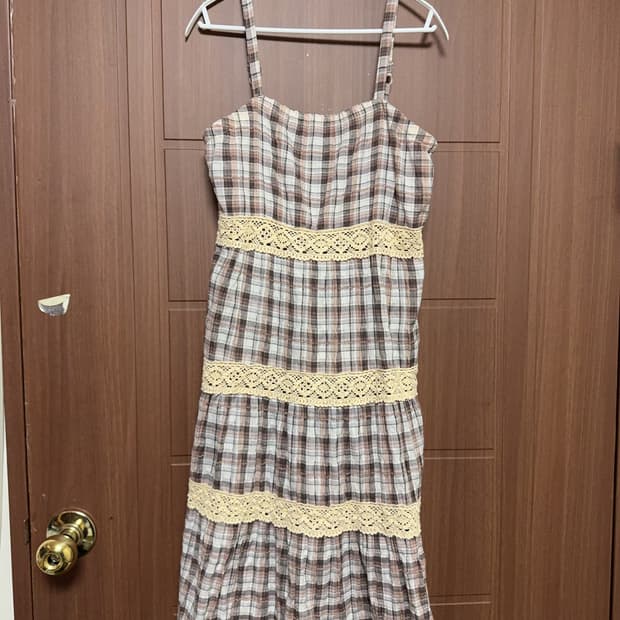 모리걸 하구미 일본 빈티지 아오이유우 레이스 체크 롱 원피스