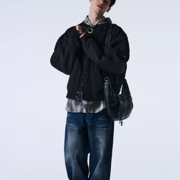 메종미네드 LEATHER SADDLEBAG BLACK