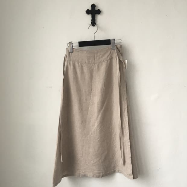 Belted wrap long skirt