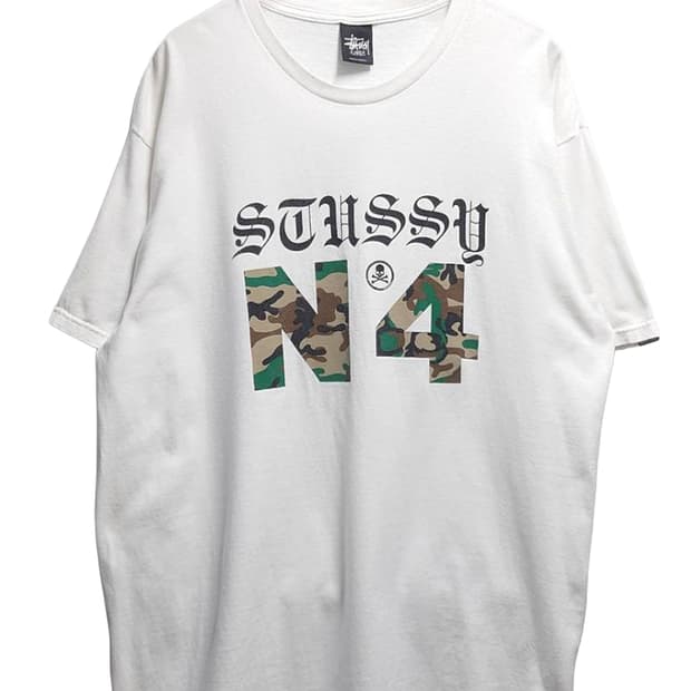 13s 스투시 X 마스터마인드 재팬 카모 스컬 반팔티 화이트
