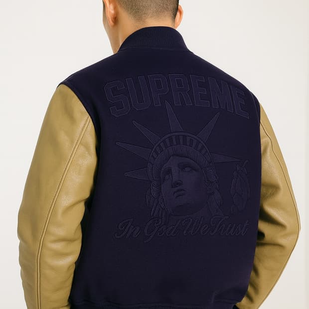 [Supreme] OG 자유의여신상 레더 바시티 자켓