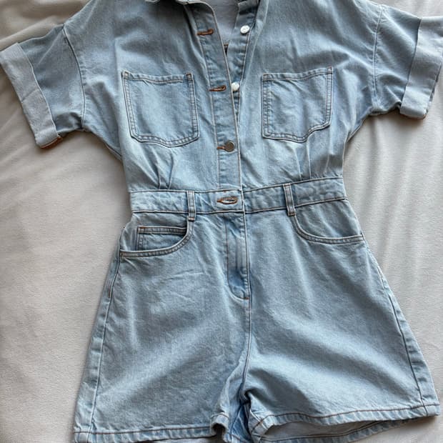 ZARA 반소매 데님 점프슈트