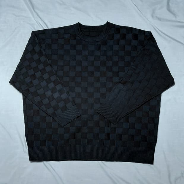 [안티카] antiqua 입체 체크 오버핏 니트 (Free) 무료배송