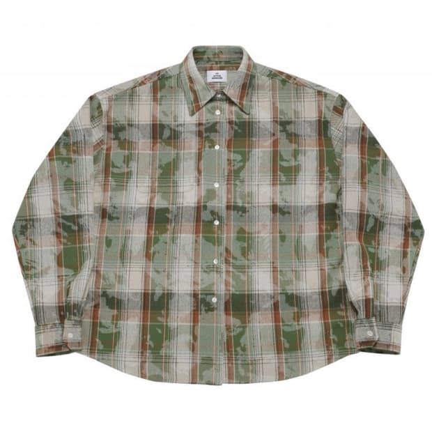 MJD 오버사이즈드 체크셔츠 빈티지 그린