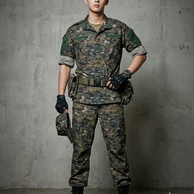 밀리터리 디지털 우드랜드 카모 전투복 상하의 세트