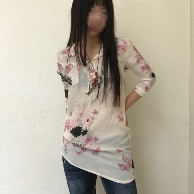 오리엔탈 꽃잎 7부 셔츠