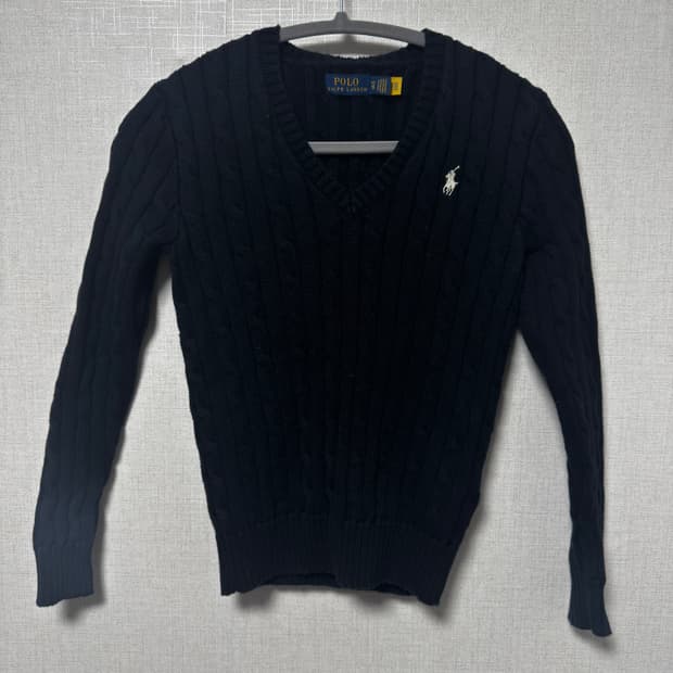 폴로 랄프로렌 V넥 꽈배기 니트 XS