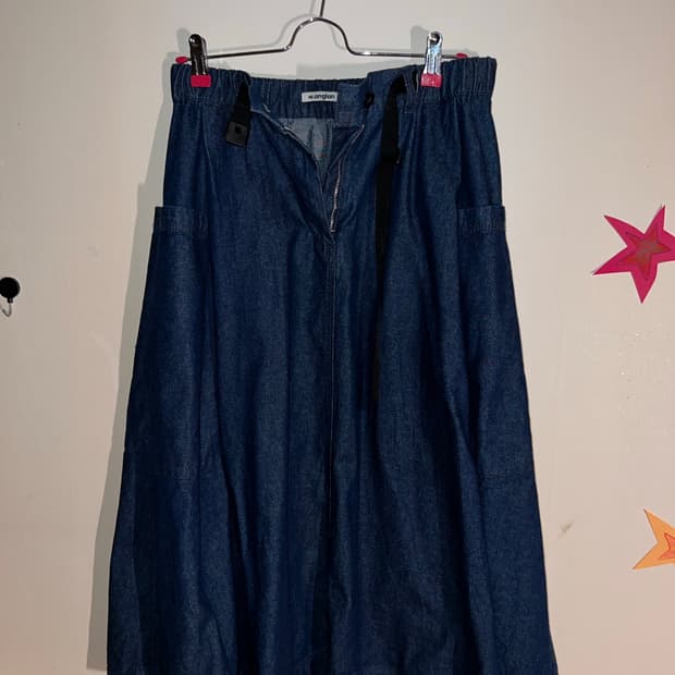[앵글런] Belt Bloom Denim Skirt - Indigo De