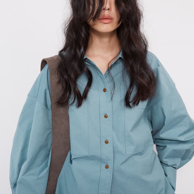 ETHOS OVERFIT SHIRT, TEAL BLUE