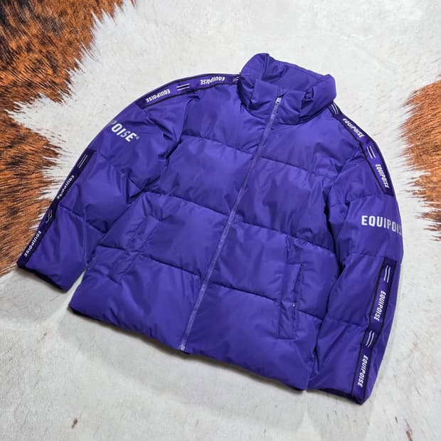 빈티지 퍼플 사이드라인 덕다운 패딩