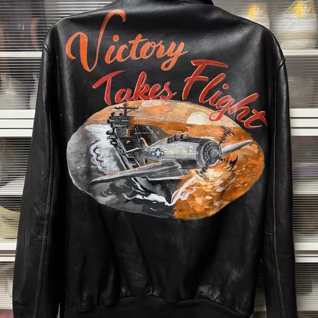 핸드페인티드 A-2 플라이트 레더 자켓 (카우하이드)