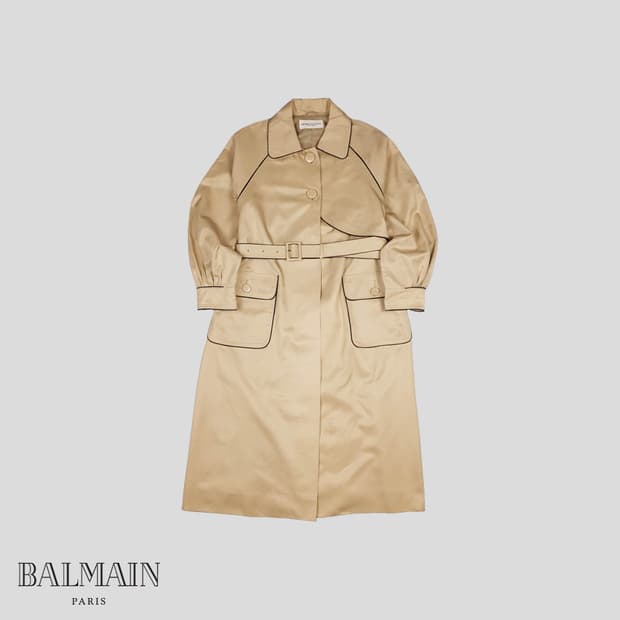 피에르발망 베이지 블랙 라이닝 투버튼 래글런 코트 SI