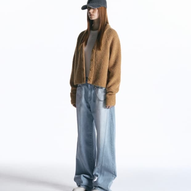 인사일런스 우먼 알파카 크롭 가디건 오렌지