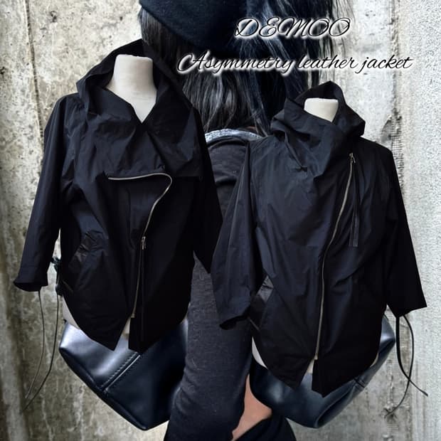 DEMOO Asymmetry leather jacket