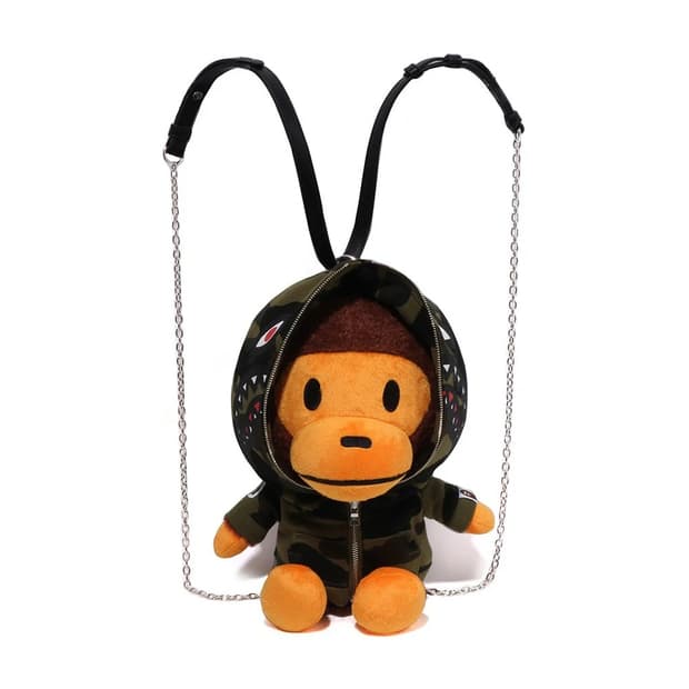 베이프 카모 마일로 플러쉬 인형 백팩 그린