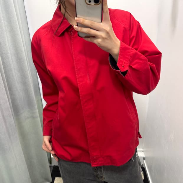 버버리 레드 블루종 자켓