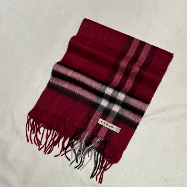 OS 버버리 와인 노바체크 캐시미어 머플러