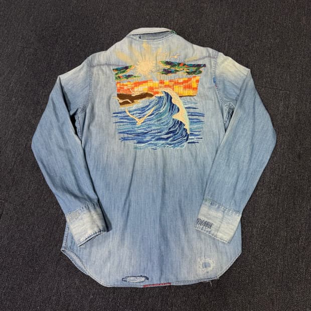 폴로 랄프로렌 해변 자수 웨스턴 셔츠