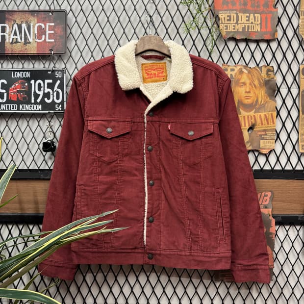 리바이스 타입 3 쉐르파 코듀로이 트러커 자켓 레드 M