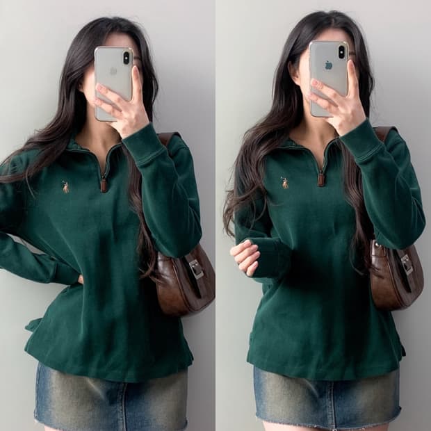 폴로 반집업 니트 