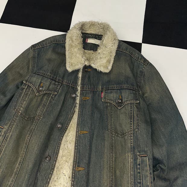 100)리바이스 웨스턴 쉐르파 펑크 y2k 애쉬카키 