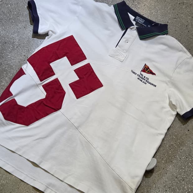 Polo 폴로 화이트 넘버5 반팔 카라티