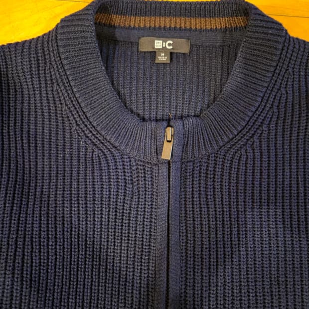유니클로 c라인 크루넥 풀 집업 가디건 네이비 m사이즈