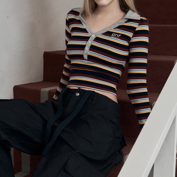 (교환 가능) 플노팔 케니 스트라이프 홀리데이 탑 네이비