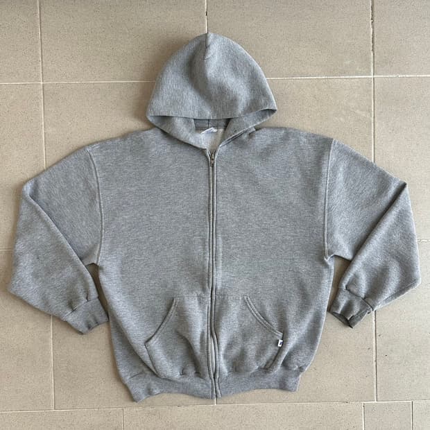 00s 빈티지 러셀 후드집업 그레이 L