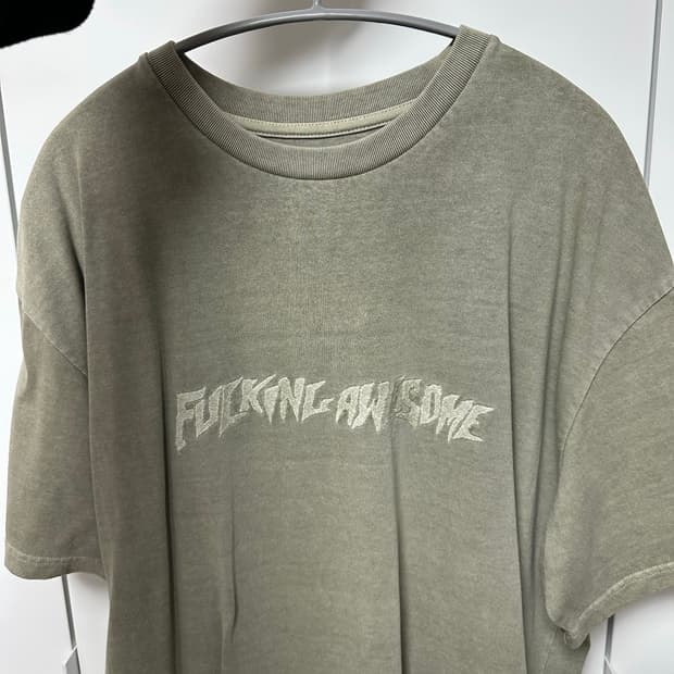 퍼킹어썸 워싱 카키 로고 티셔츠 XL 급처