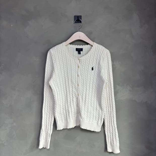 폴로 랄프로렌 꽈배기 니트 가디건 화이트