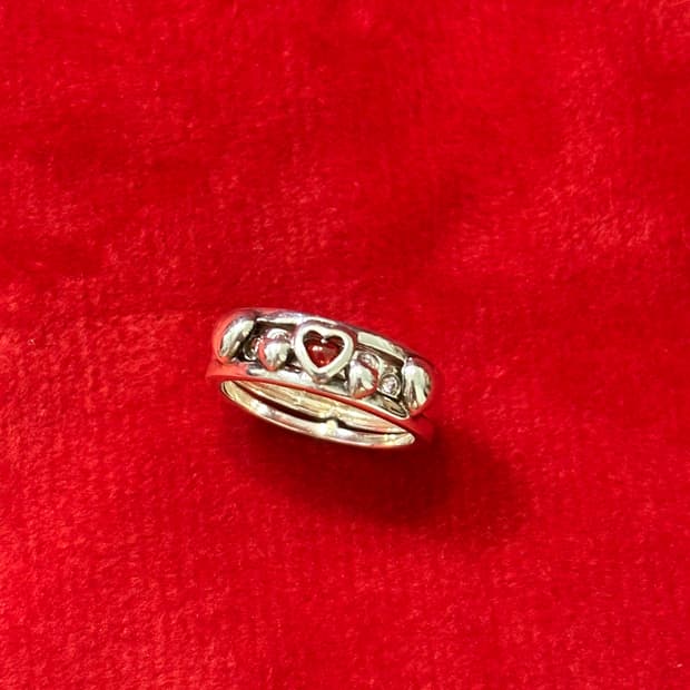 garnet heart 925silver ring