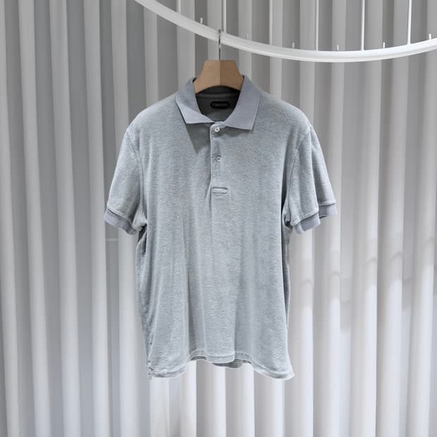 (A+/54) / 톰포드 테리 코튼 폴로 반팔 셔츠 그레이