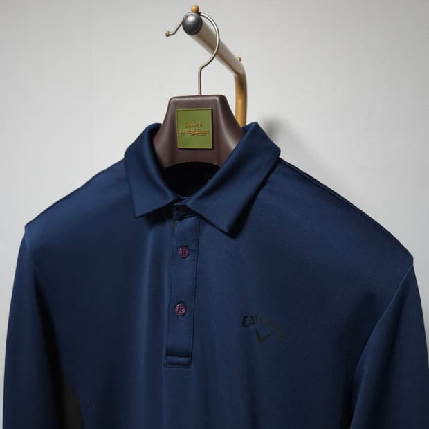 100 ) 캘러웨이 남성 네이비 긴팔 폴로 티셔츠 카라티