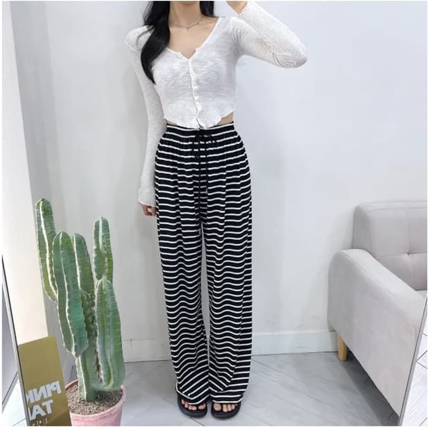 (새상품) 와이드스트라이프밴딩팬츠 트레이닝바지