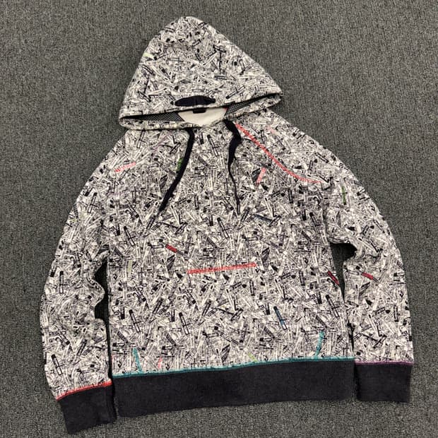 S)55DSL 빈티지 그래피티 패턴 후드티