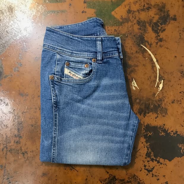 디젤 중청 하이웨스트 데님 팬츠 허리 27 28 사이즈