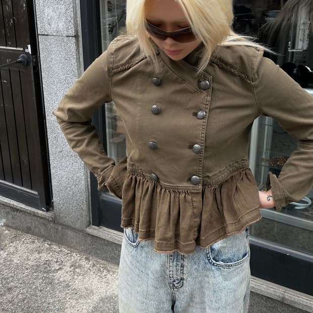 00s 프리피플 라이트웨이트 러플 나폴레옹 자켓