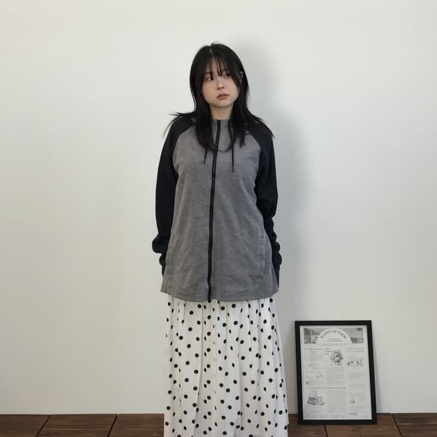 HAWK Raglan Zip Hoodie Gray Black