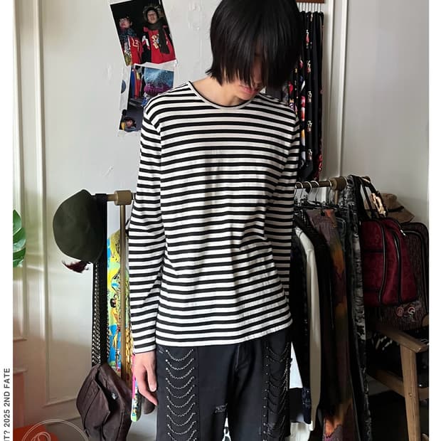 Comme Ça Ism Stripe Border Long-Sleeve T